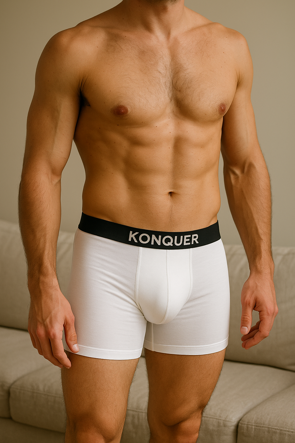 Konquer AirGlide Boxer Brief - Premium Komfort i 1 pakning Hvit