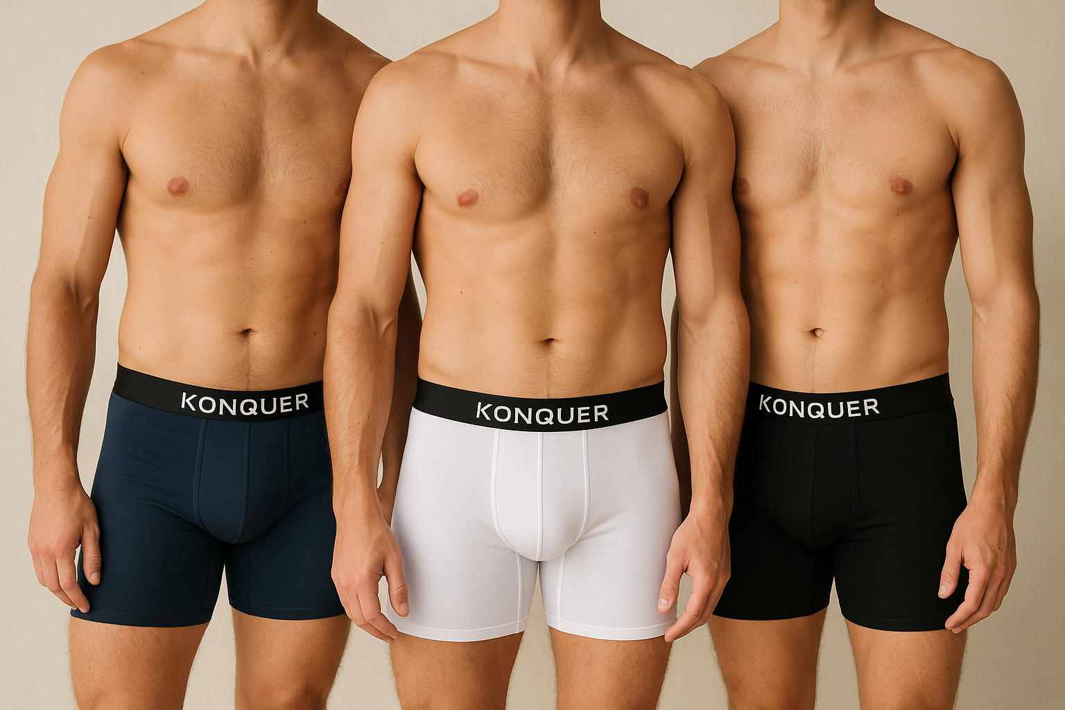 Konquer AirGlide Boxer Brief - Premium Komfort i 3 pakning